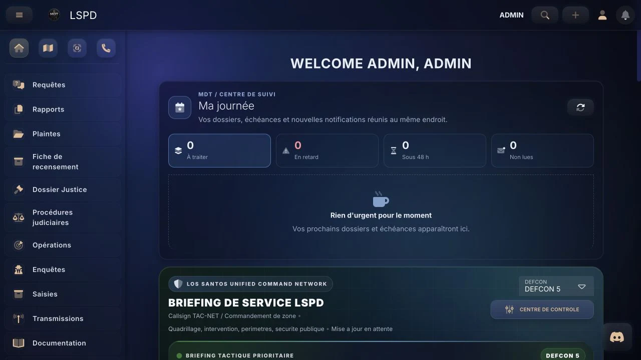 Interface VAUNTCORP MDT CAD pour serveur FiveM GTA RP
